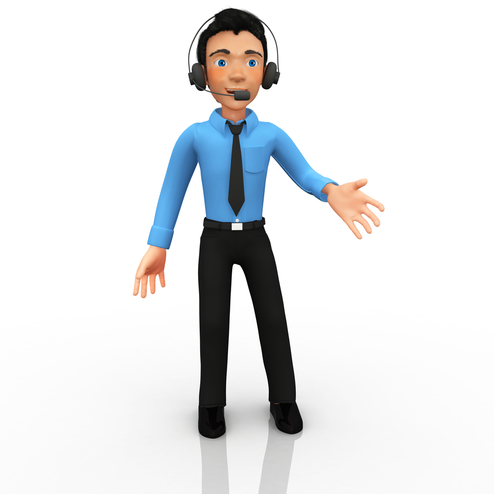 3D Customer support operator - isolated over a white background